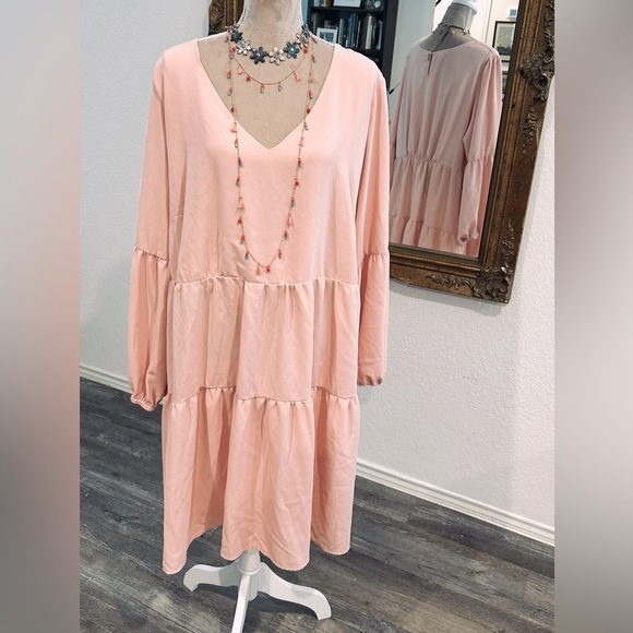 Pinup Fashion Dresses & Skirts - Flowy Tiered Skirt Long Sleeve Fairycore Gypsy Festival Dress Sz 22W Cottagecore